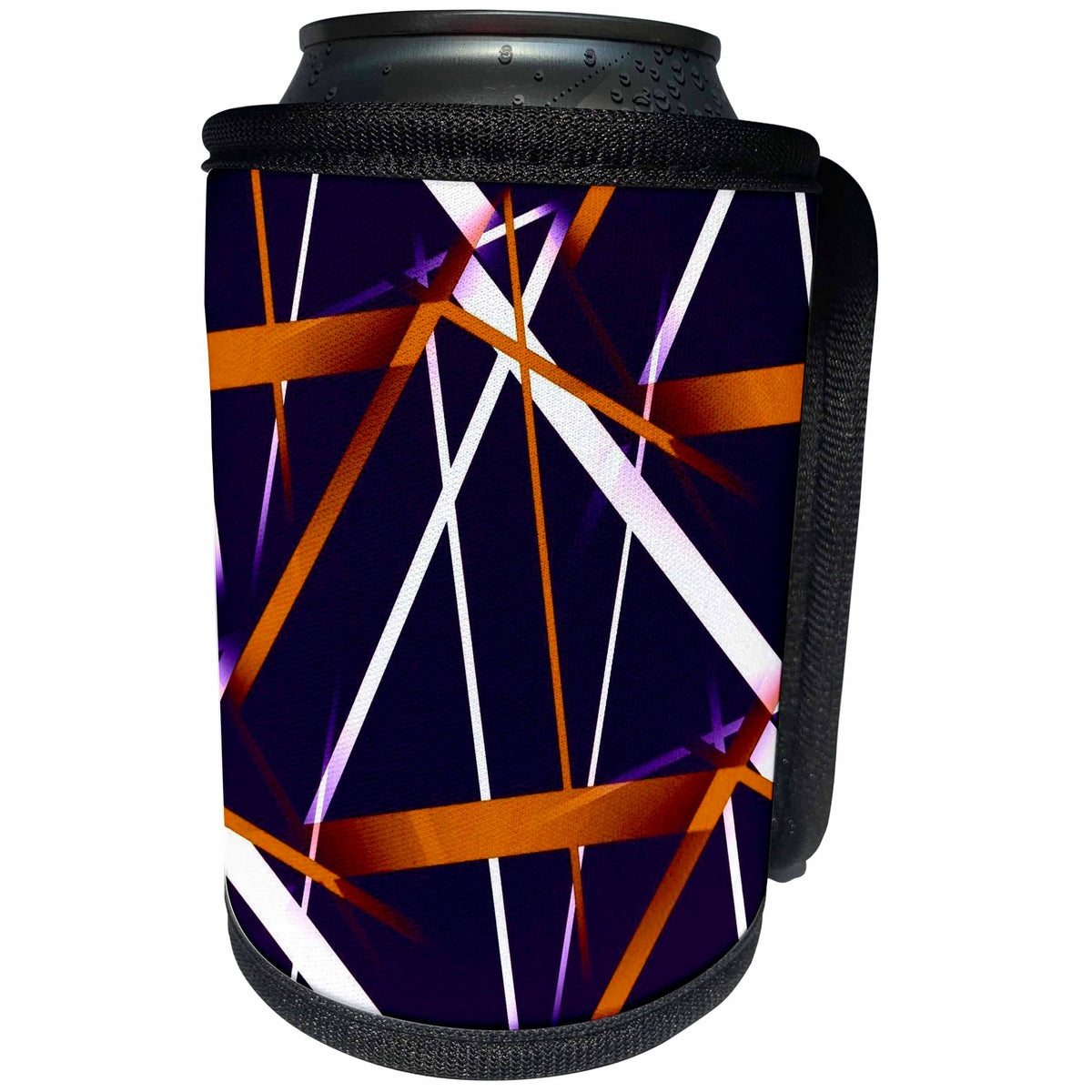 3dRose Seamless Orange Brown and White Strips Pattern Blue... - Can Cooler Bottle Wrap (cc_352962)