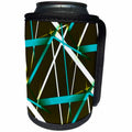3dRose Seamless Blue and White Strips Pattern On Brown Black... - Can Cooler Bottle Wrap (cc_352966)