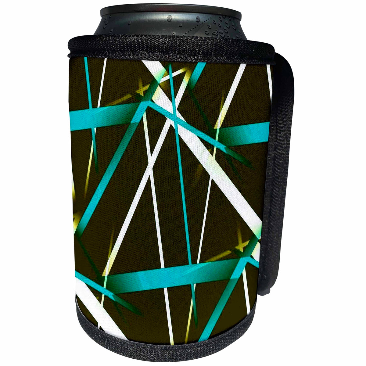 3dRose Seamless Blue and White Strips Pattern On Brown Black... - Can Cooler Bottle Wrap (cc_352966)