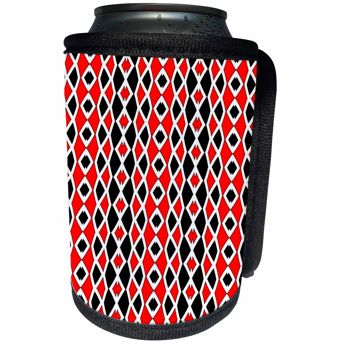 3dRose Bold Red Black and White Vertical Line Pattern - Can Cooler Bottle Wrap (cc_352988)
