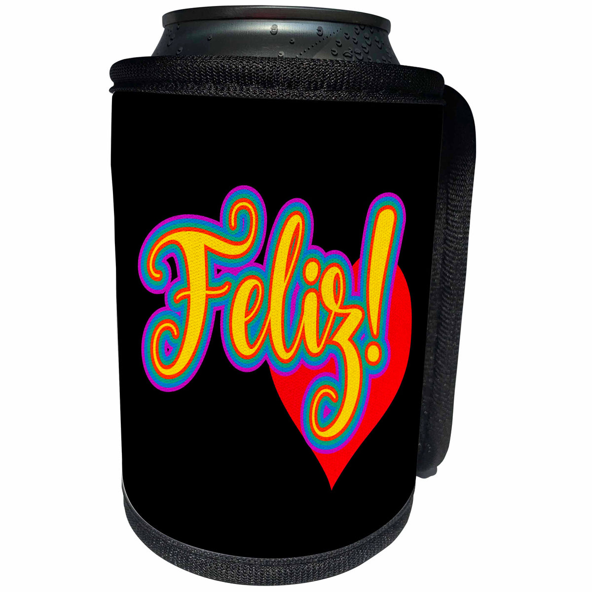 3dRose Puccigraphics - Latina - feliz - Can Cooler Bottle Wrap (cc_353203)