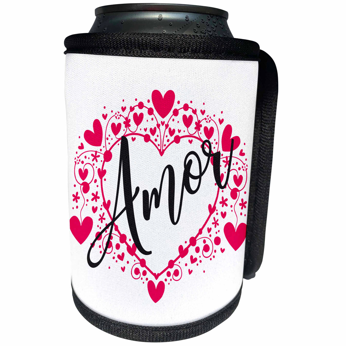 3dRose Puccigraphics - Latina - amor with hearts - Can Cooler Bottle Wrap (cc_353205)