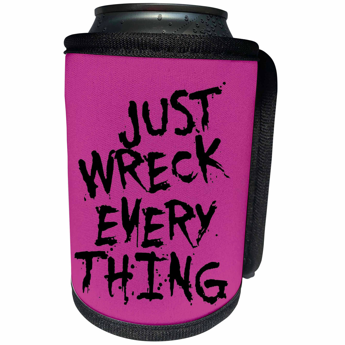 3dRose Just Wreck Everything Black Grunge Grafitti - Can Cooler Bottle Wrap (cc_353220)