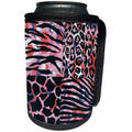 3dRose Florene Decorative - Black Animal Prints in Hearts - Can Cooler Bottle Wrap (cc_35363)