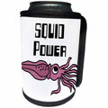 3dRose Funny Cute Purple Squid Cartoon says Squid Power - Can Cooler Bottle Wrap (cc_353663)