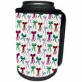 3dRose Pattern of red, green, blue bow knots, diagonal yellow... - Can Cooler Bottle Wrap (cc_354481)