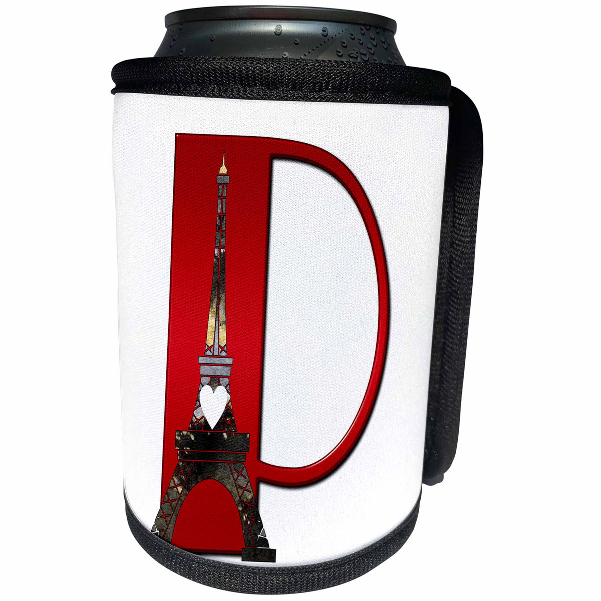 3dRose Red Monogram Initial P With An Eiffel Tower - Can Cooler Bottle Wrap (cc_354684)