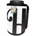 3dRose Monogram Initial H With Pretty White Floral - Can Cooler Bottle Wrap (cc_354698)