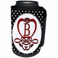 3dRose Monogram Initial B Red Heart Flourish - Can Cooler Bottle Wrap (cc_354733)