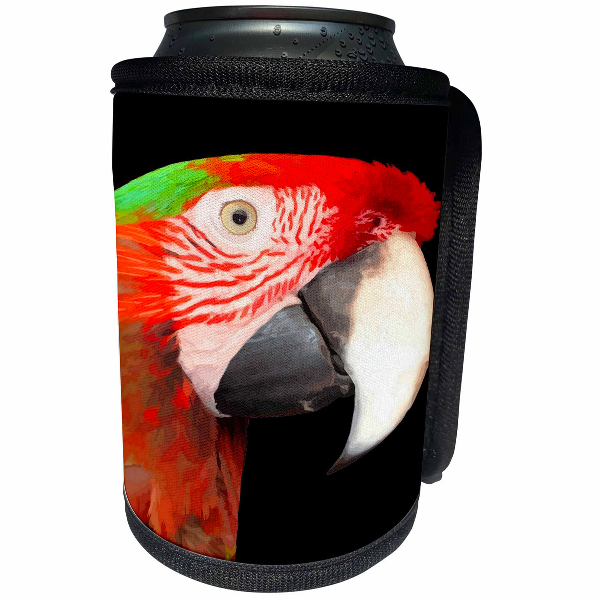 3dRose A Beautiful Bird Harlequin Macaw Portrait Vector - Can Cooler Bottle Wrap (cc_356228)
