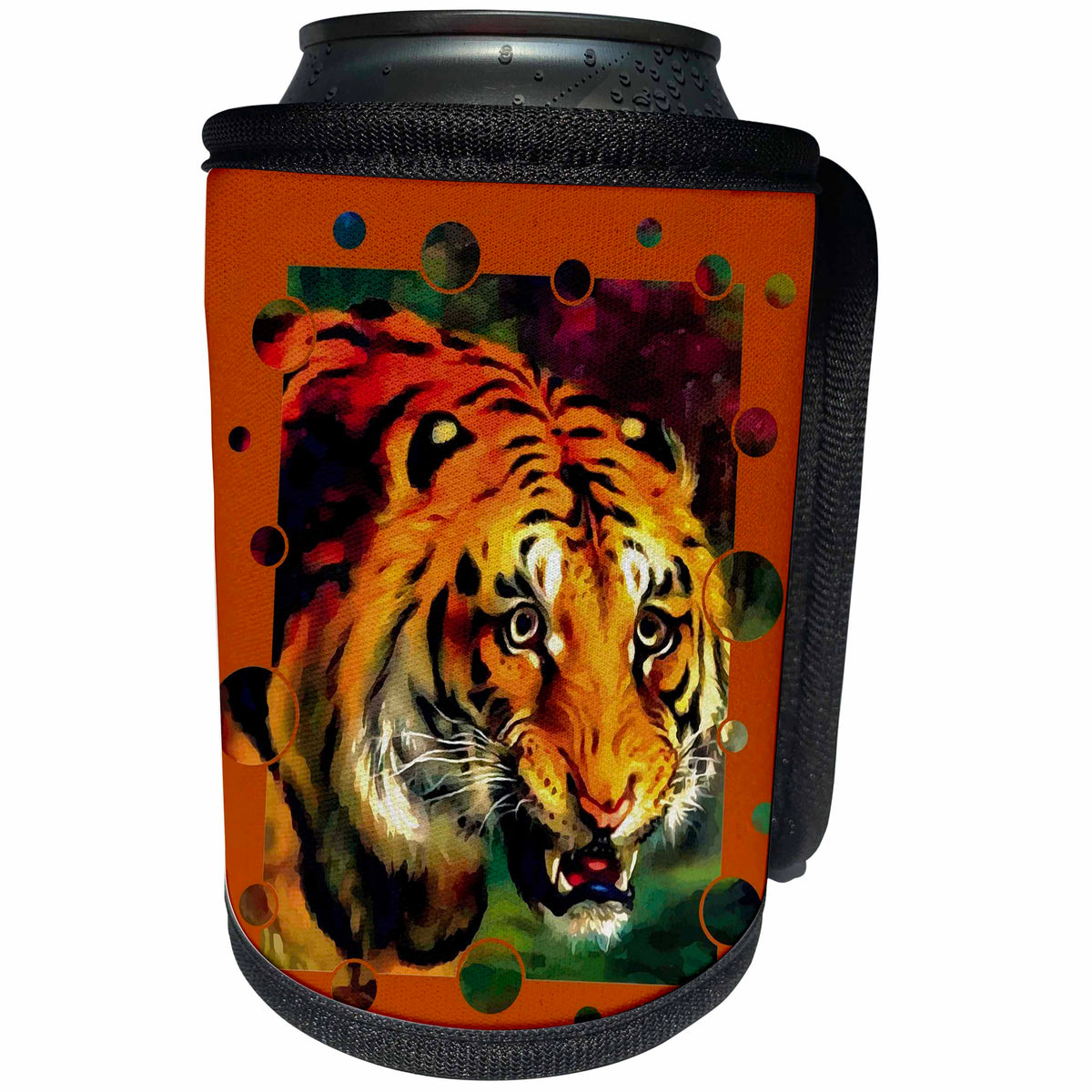 3dRose Bengal Tiger Vector With Decorative Circle Edge - Can Cooler Bottle Wrap (cc_356646)