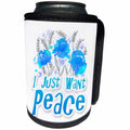 3dRose Image of Words I Just Want Peace with Blue Flower... - Can Cooler Bottle Wrap (cc_356664)