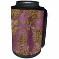 3dRose Pretty Pink and Image Of Gold Floral Pattern - Can Cooler Bottle Wrap (cc_357468)