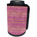 3dRose Chic Pink and image Of Gold Boho Ornamental Pattern - Can Cooler Bottle Wrap (cc_357473)