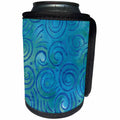3dRose Green and Blue Image Of Batik Swirls Pattern - Can Cooler Bottle Wrap (cc_357486)