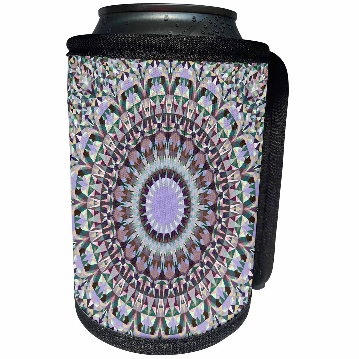 3dRose Pastel Polygonal Pattern Mandala - abstract bohemian... - Can Cooler Bottle Wrap (cc_358155)