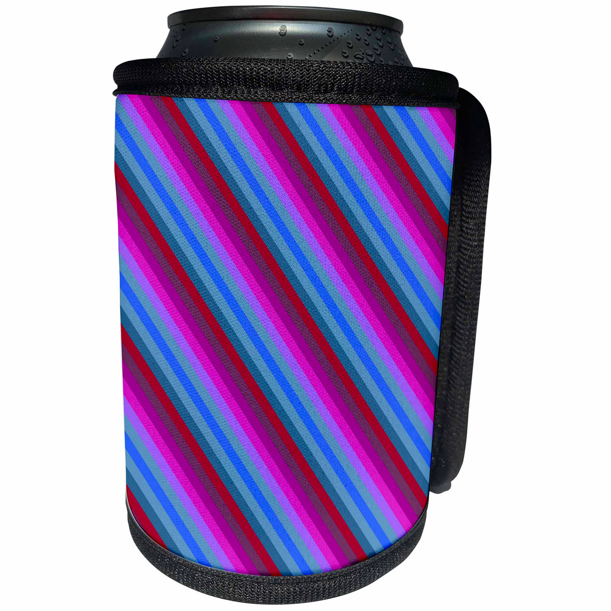 3dRose Colorful diagonal line pattern background design - Can Cooler Bottle Wrap (cc_358175)