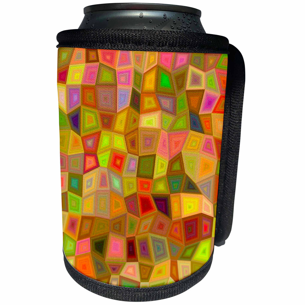 3dRose Colorful irregular rectangle mosaic background - Can Cooler Bottle Wrap (cc_358181)