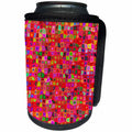 3dRose Red colorful irregular rectangle mosaic background - Can Cooler Bottle Wrap (cc_358187)