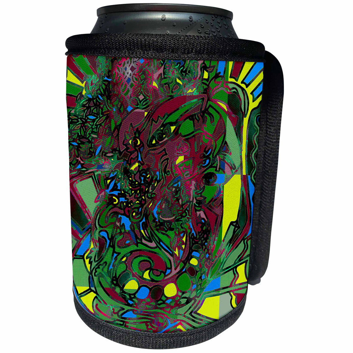 3dRose DYLAN SEIBOLD - LINE ART - PINK DRAGON SEED - Can Cooler Bottle Wrap (cc_358704)