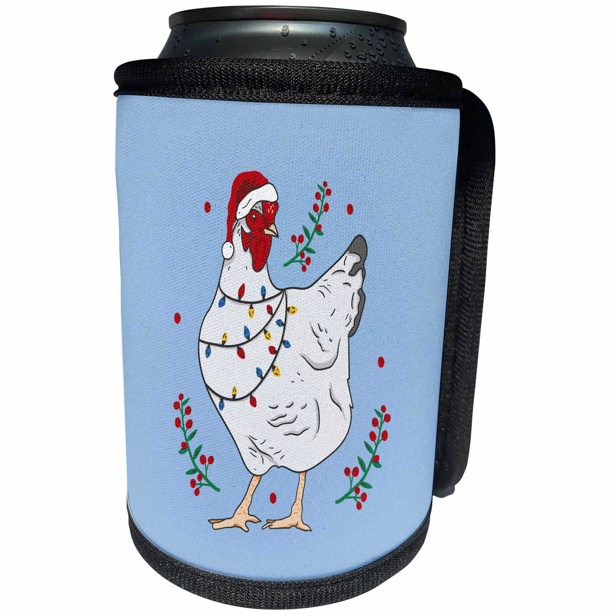 3dRose Cassie Peters Christmas - Funny Christmas Hen - Can Cooler Bottle Wrap (cc_358708)