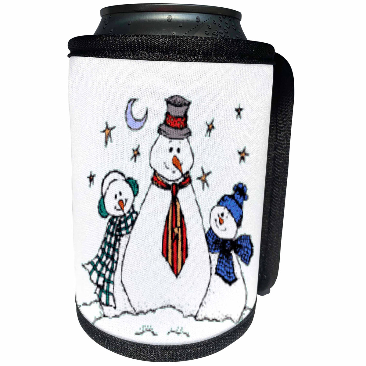 3dRose TNMGraphics Winter - Three Snowmen - Can Cooler Bottle Wrap (cc_35872)