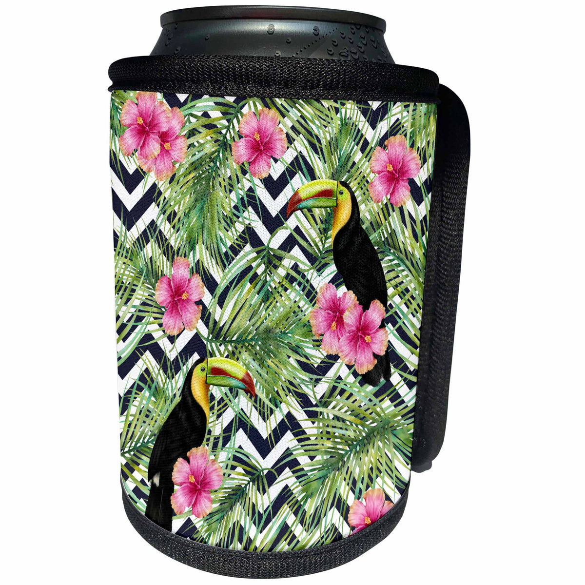 3dRose Cassie Peters Digital Art - Tropical Birds - Can Cooler Bottle Wrap (cc_358728)