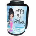 3dRose Happy 9th Birthday With A Cute Dark Haired Mermaid In... - Can Cooler Bottle Wrap (cc_359454)