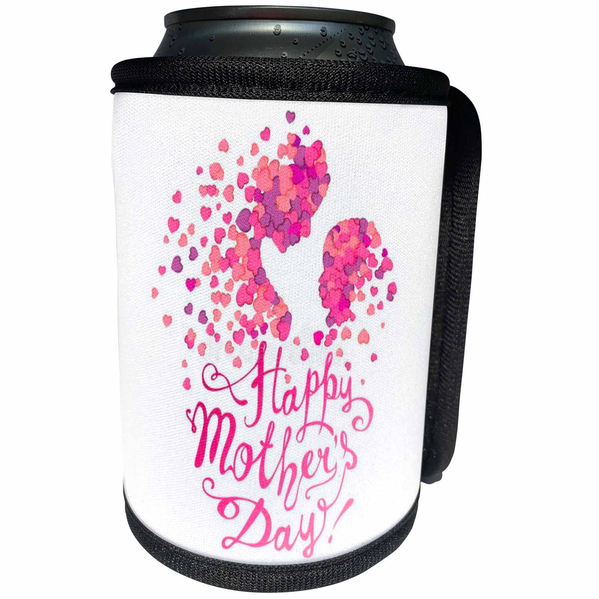 3dRose Image with a text happy mothers - Can Cooler Bottle Wrap (cc_359721)