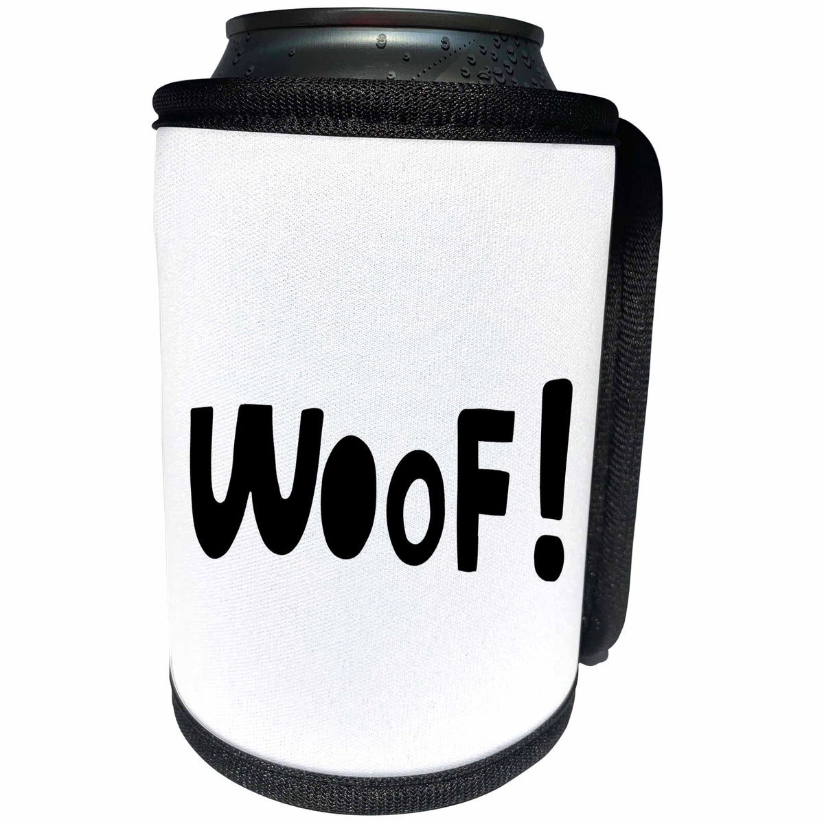 3dRose Black and White Woof Gift for Dog Lovers - Can Cooler Bottle Wrap (cc-360928)