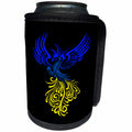 3dRose Blue Yellow Artistic Phoenix Illustration - Can Cooler Bottle Wrap (cc-360954)