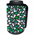3dRose Black Geometric Abstract Pattern Green Blue White - Can Cooler Bottle Wrap (cc-360971)