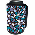 3dRose Black Geometric Abstract Pattern Lilac Blue White - Can Cooler Bottle Wrap (cc-360973)