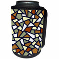 3dRose Black Geometric Abstract Pattern Coffee Tan Grey White - Can Cooler Bottle Wrap (cc-360978)
