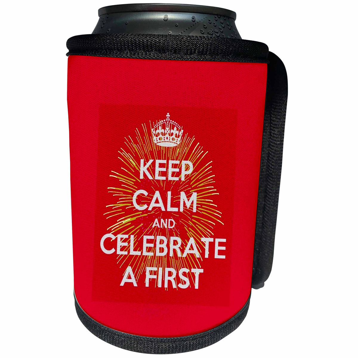 3dRose Keep Calm And Celebrate A First Text Firework - Can Cooler Bottle Wrap (cc-361208)