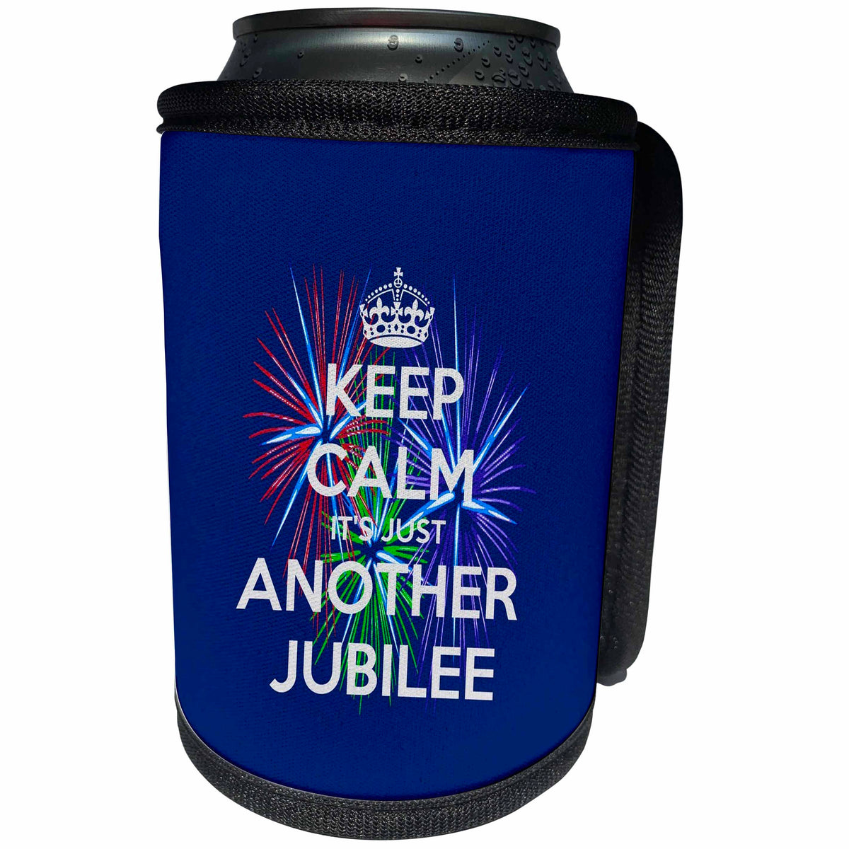 3dRose Keep Calm Its Just Another Jubilee With Firework Effect - Can Cooler Bottle Wrap (cc-361217)