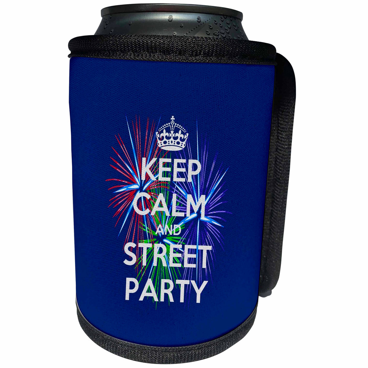 3dRose Keep Calm And Street Party With Festive Firework Art - Can Cooler Bottle Wrap (cc-361221)