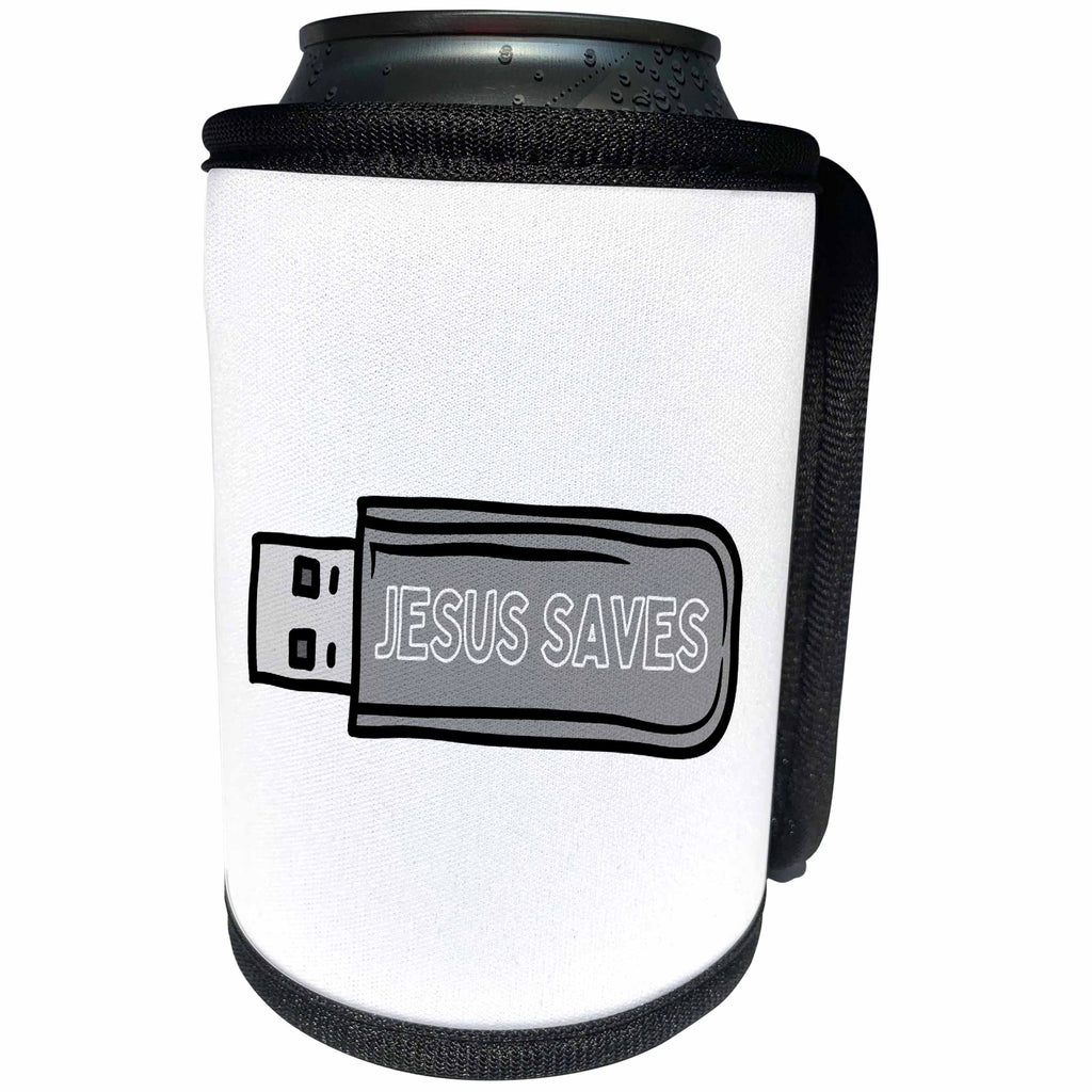 3dRose USB Flash Drive Jesus Saves - Can Cooler Bottle Wrap (cc-361596)
