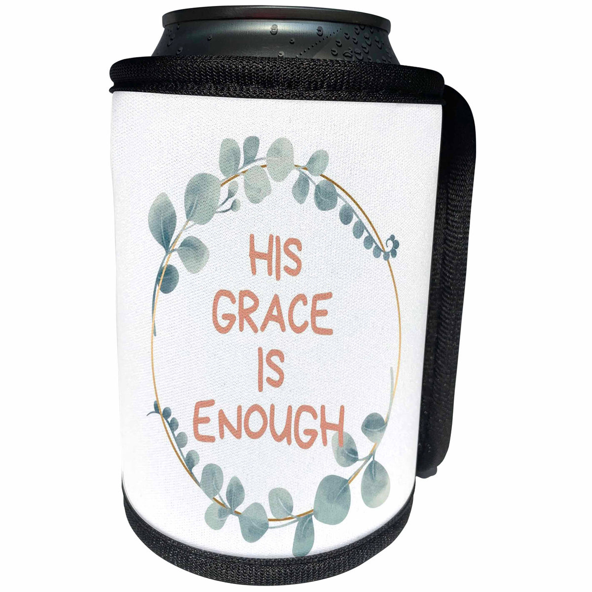 3dRose 3dRose - Rosette - Bible Verse - His Grace Is Enough - Can Cooler Bottle Wrap (cc-361598)