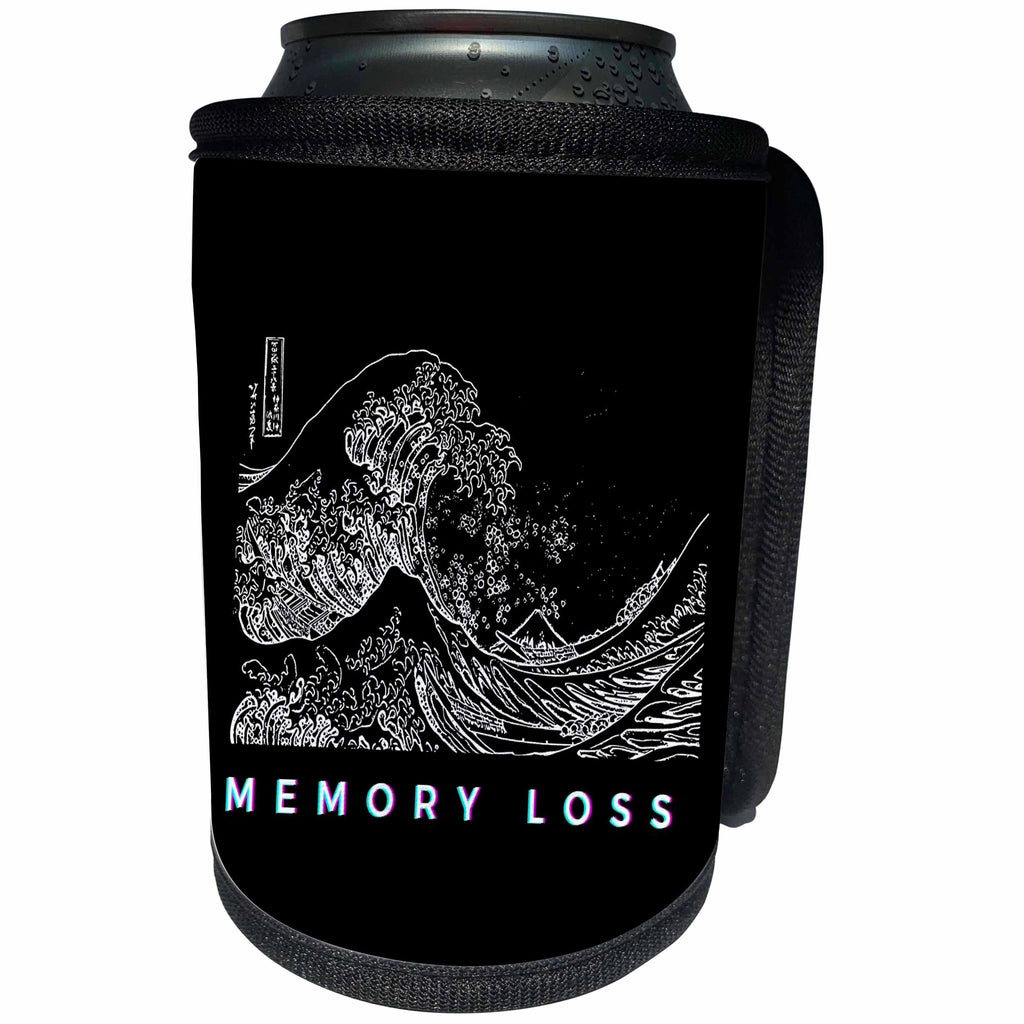 3dRose 3dRose - Rosette - Black Mood - Memory Loss. Waves - Can Cooler Bottle Wrap (cc-361893)