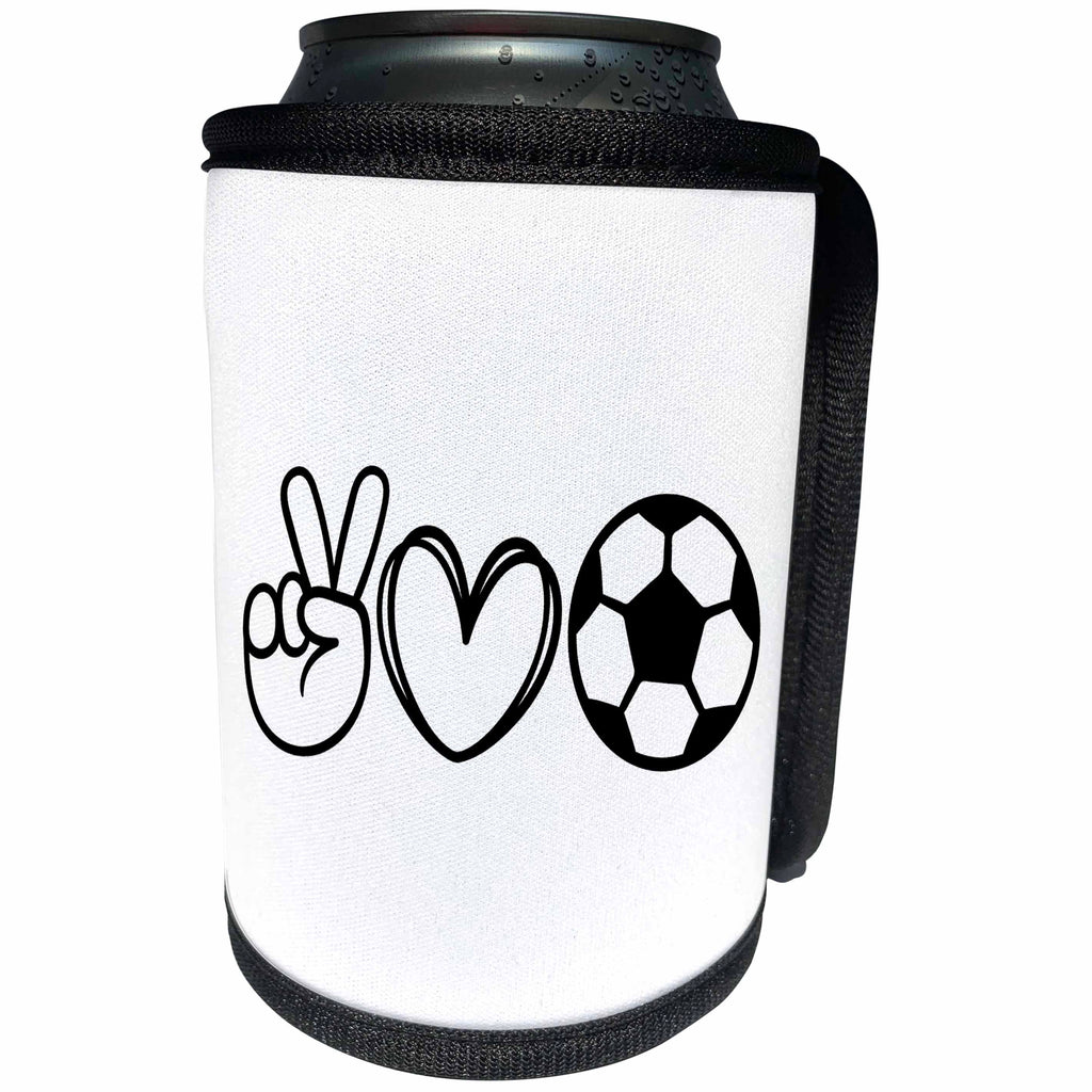 3dRose Peace. Love. Soccer. - Can Cooler Bottle Wrap (cc-361906)