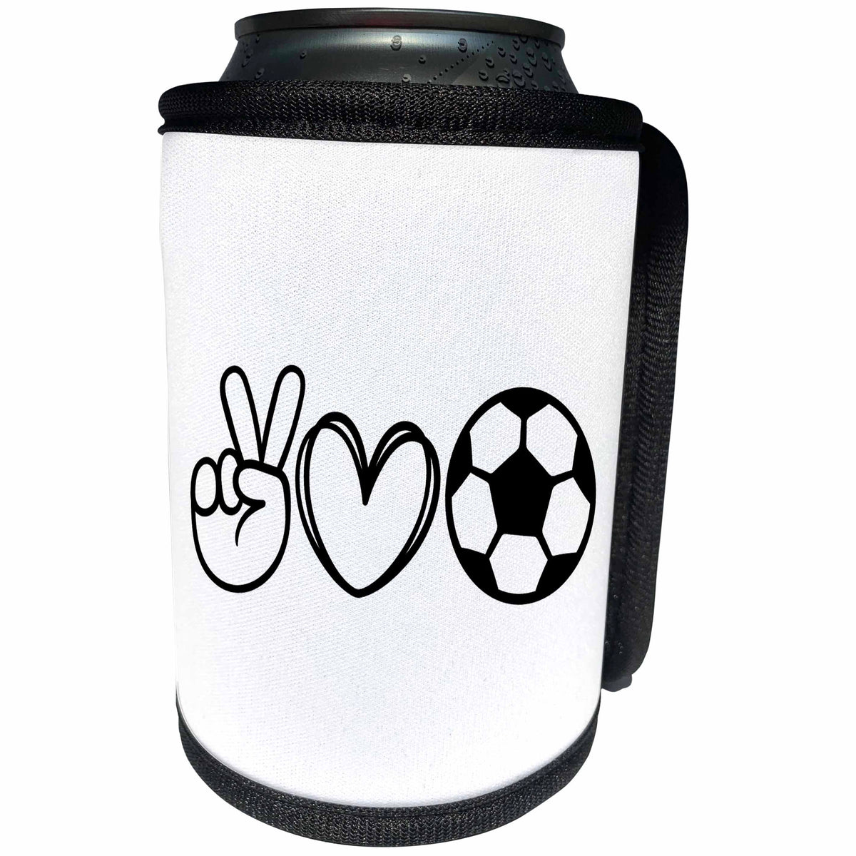 3dRose Peace. Love. Soccer. - Can Cooler Bottle Wrap (cc-361906)