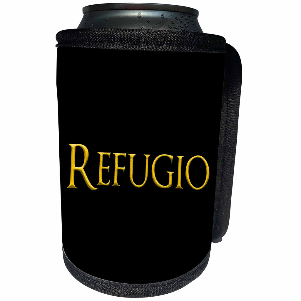 3dRose Refugio popular baby boy name in America. Yellow on... - Can Cooler Bottle Wrap (cc-361939)