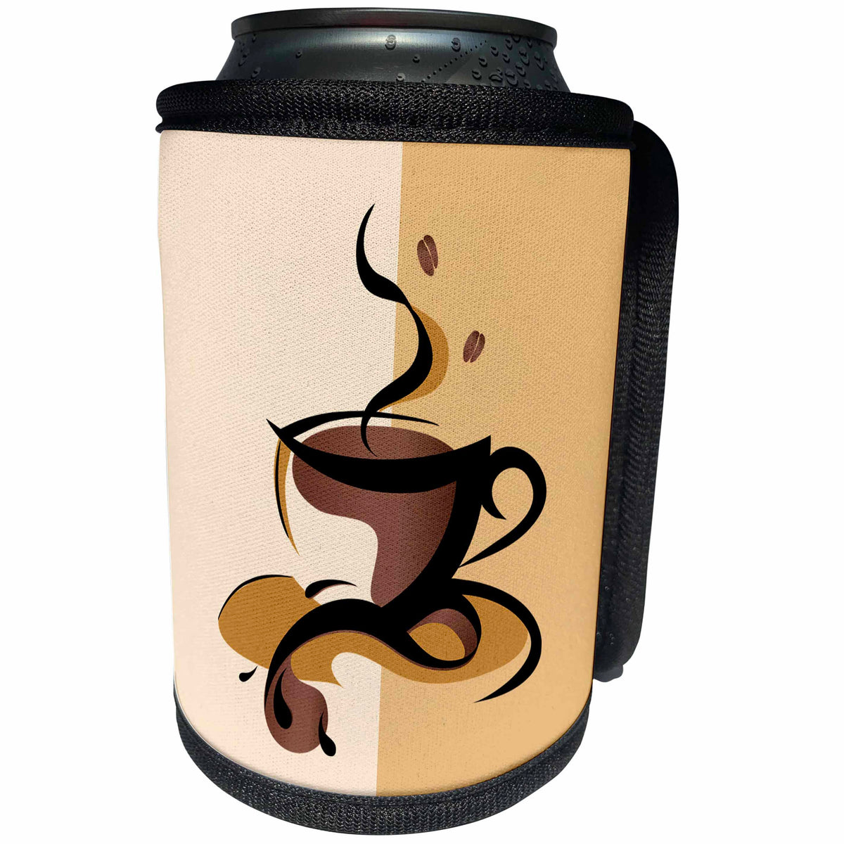 3dRose Image of Coffee Cup on Two Tone Brown Background - Can Cooler Bottle Wrap (cc-364067)