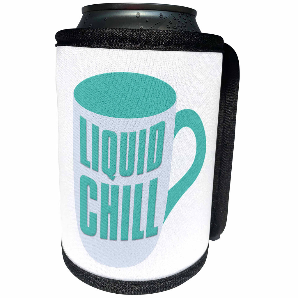 3dRose Image of Words Liquid Chill with Turquoise Coffee Mug... - Can Cooler Bottle Wrap (cc-364075)