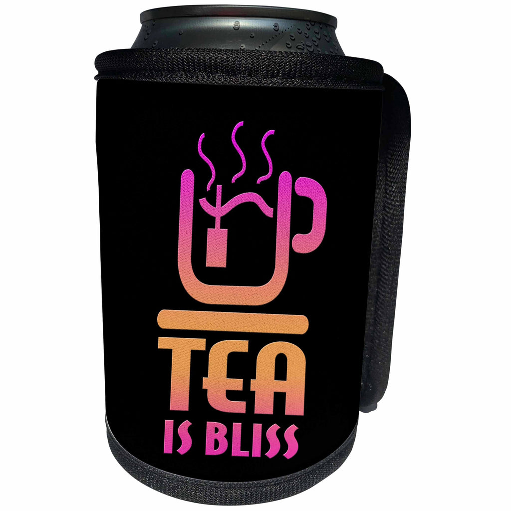 3dRose Image of Words Tea Is Bliss with Teacup Picture on... - Can Cooler Bottle Wrap (cc-364099)