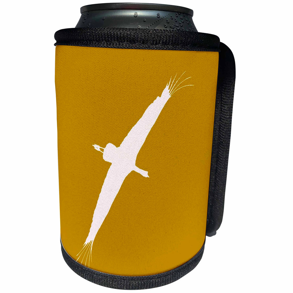 3dRose Stork Vector Bird Flight White Silhouette - Can Cooler Bottle Wrap (cc-364807)