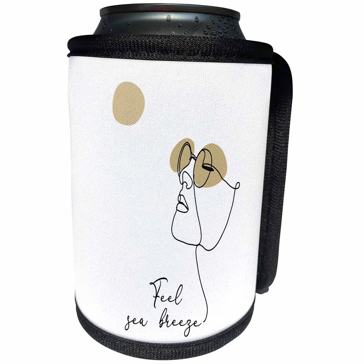 3dRose Feel sea breeze chic boho gift. Woman in sunglasses,... - Can Cooler Bottle Wrap (cc-365187)
