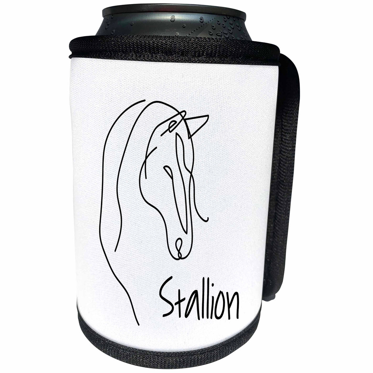 3dRose Stallion - a horse head on white funny positive elegant... - Can Cooler Bottle Wrap (cc-365313)