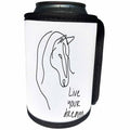 3dRose Live your dream - a horse head on white positive... - Can Cooler Bottle Wrap (cc-365316)